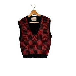 Vintage Alyssa Brooke Knit Vest Size Medium Red Geometric‎